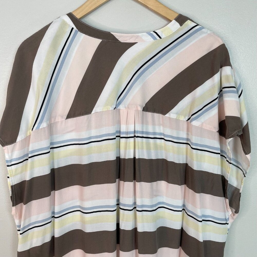 Torrid Top 3X Striped Challis Blouse Button-Up Short‎ Sleeve Women's - Picture 7 of 13